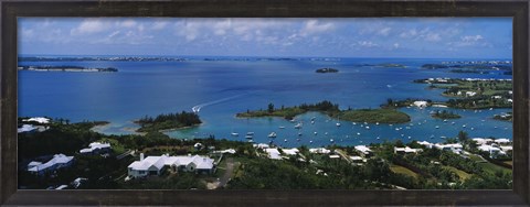Framed High angle view of buildings at the waterfront, Gibbs Hill Lighthouse, Bermuda Print