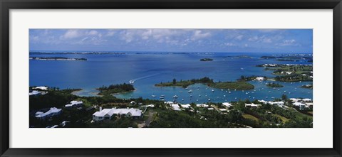 Framed High angle view of buildings at the waterfront, Gibbs Hill Lighthouse, Bermuda Print