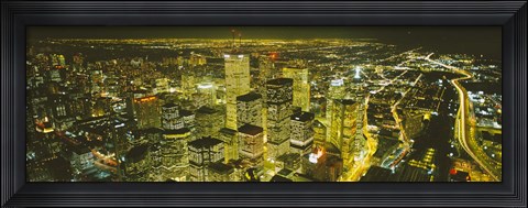 Framed High angle view of a city lit up at night, View from CN Tower, Toronto, Ontario, Canada Print