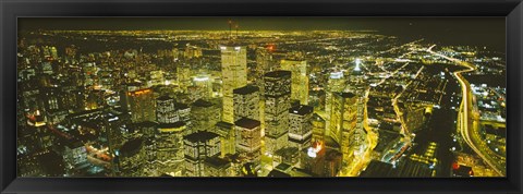 Framed High angle view of a city lit up at night, View from CN Tower, Toronto, Ontario, Canada Print