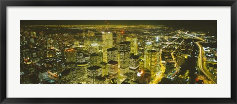 Framed High angle view of a city lit up at night, View from CN Tower, Toronto, Ontario, Canada Print