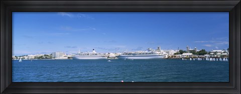 Framed Cruise ships docked at a harbor, Hamilton, Bermuda Print