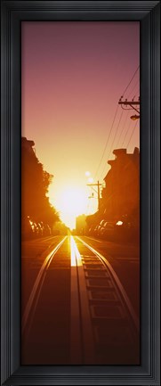 Framed Cable car tracks at sunset, San Francisco, California, USA Print