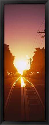 Framed Cable car tracks at sunset, San Francisco, California, USA Print