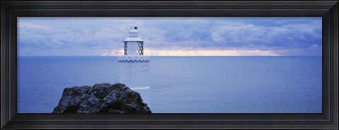 Framed Lighthouse at the seaside, Start Point Lighthouse, Devon, England Print