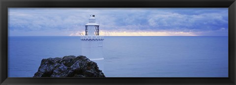 Framed Lighthouse at the seaside, Start Point Lighthouse, Devon, England Print