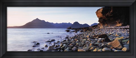 Framed Rocks on the beach, Elgol Beach, Elgol, view of Cuillins Hills, Isle Of Skye, Scotland Print