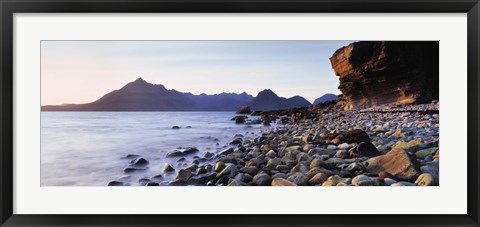 Framed Rocks on the beach, Elgol Beach, Elgol, view of Cuillins Hills, Isle Of Skye, Scotland Print