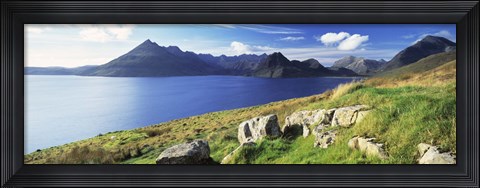 Framed Rocks on the hillside, Elgol, Loch Scavaig, view of Cuillins Hills, Isle Of Skye, Scotland Print