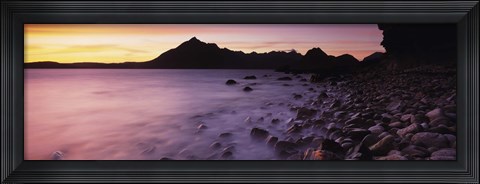 Framed Rocks on the beach, Elgol Beach, Elgol, looking towards Cuillin Hills, Isle Of Skye, Scotland Print