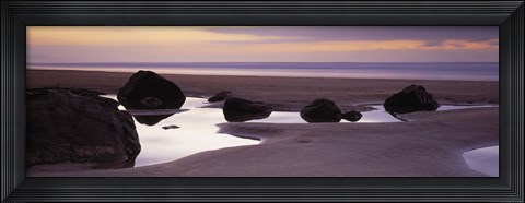 Framed Rocks on the beach, Sandymouth Bay, Bude, Cornwall, England Print