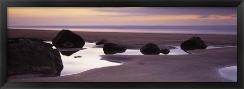 Framed Rocks on the beach, Sandymouth Bay, Bude, Cornwall, England Print