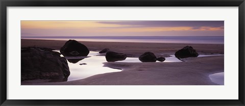 Framed Rocks on the beach, Sandymouth Bay, Bude, Cornwall, England Print