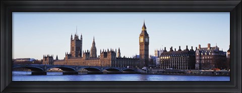 Framed Bridge across a river, Big Ben, Houses of Parliament, Thames River, Westminster Bridge, London, England Print