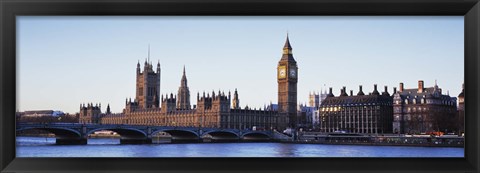 Framed Bridge across a river, Big Ben, Houses of Parliament, Thames River, Westminster Bridge, London, England Print