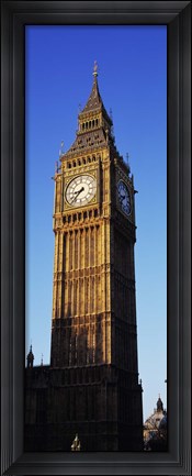 Framed Low angle view of a clock tower, Big Ben, Houses of Parliament, London, England Print