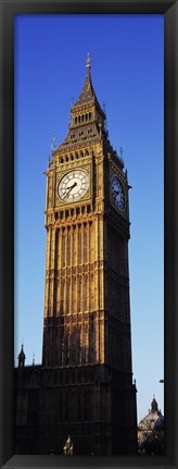Framed Low angle view of a clock tower, Big Ben, Houses of Parliament, London, England Print