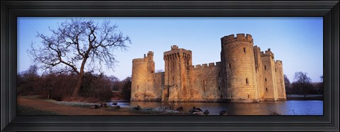 Framed Moat around a castle, Bodiam Castle, East Sussex, England Print