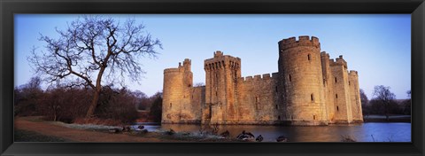 Framed Moat around a castle, Bodiam Castle, East Sussex, England Print