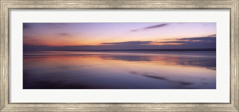 Framed Sunset over the sea, Sandymouth bay, Bude, Cornwall, England Print