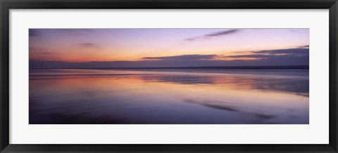 Framed Sunset over the sea, Sandymouth bay, Bude, Cornwall, England Print