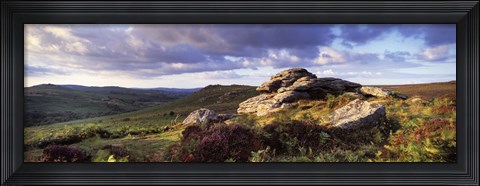 Framed Clouds over a landscape, Haytor Rocks, Dartmoor, Devon, England Print
