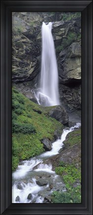 Framed Waterfall in a forest, Sass Grund, Switzerland Print