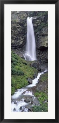 Framed Waterfall in a forest, Sass Grund, Switzerland Print