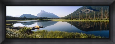 Framed Reflection of mountains in water, Vermillion Lakes, Banff National Park, Alberta, Canada Print