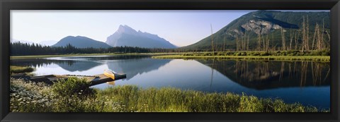 Framed Reflection of mountains in water, Vermillion Lakes, Banff National Park, Alberta, Canada Print