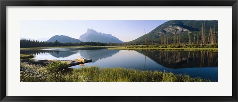 Framed Reflection of mountains in water, Vermillion Lakes, Banff National Park, Alberta, Canada Print