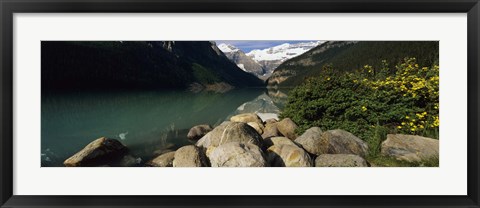 Framed Stones at the lakeside, Lake Louise, Banff National Park, Alberta, Canada Print