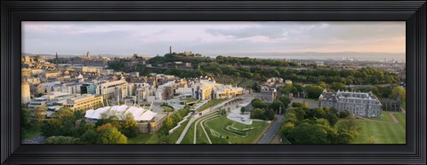 Framed High angle view of a city, Holyrood Palace, Our Dynamic Earth and Scottish Parliament Building, Edinburgh, Scotland Print