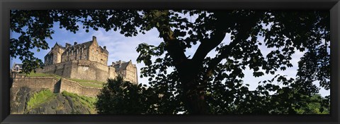 Framed Low angle view of a castle, Edinburgh Castle, Princes Street Gardens, Edinburgh, Scotland Print