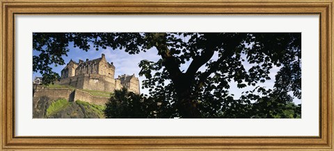 Framed Low angle view of a castle, Edinburgh Castle, Princes Street Gardens, Edinburgh, Scotland Print