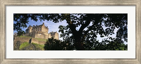 Framed Low angle view of a castle, Edinburgh Castle, Princes Street Gardens, Edinburgh, Scotland Print