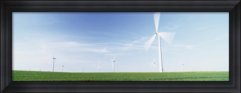 Framed Wind turbines in a field, Easington, Holderness, East Yorkshire, England Print