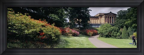 Framed Man standing in a formal garden near an art museum, National Gallery of Scotland, Edinburgh, Scotland Print