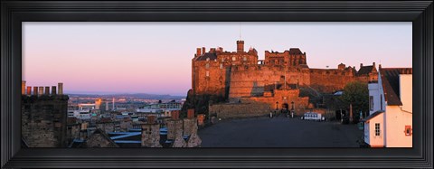 Framed Castle in a city, Edinburgh Castle, Edinburgh, Scotland Print