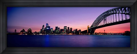 Framed Bridge across the sea, Sydney Opera House, Sydney Harbor Bridge, Milsons Point, Sydney, New South Wales, Australia Print