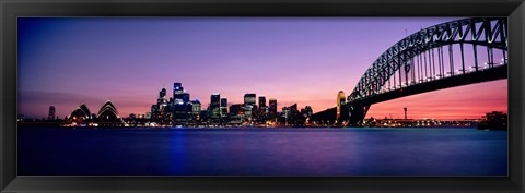 Framed Bridge across the sea, Sydney Opera House, Sydney Harbor Bridge, Milsons Point, Sydney, New South Wales, Australia Print