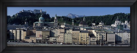 Framed Buildings in a city with a fortress in the background, Hohensalzburg Fortress, Salzburg, Austria Print