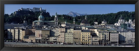 Framed Buildings in a city with a fortress in the background, Hohensalzburg Fortress, Salzburg, Austria Print