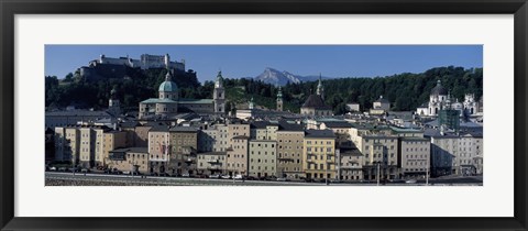 Framed Buildings in a city with a fortress in the background, Hohensalzburg Fortress, Salzburg, Austria Print