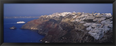 Framed Aerial view of a town, Santorini, Greece Print