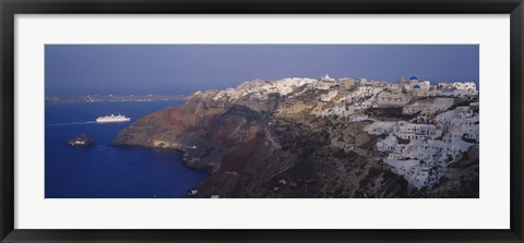 Framed Aerial view of a town, Santorini, Greece Print