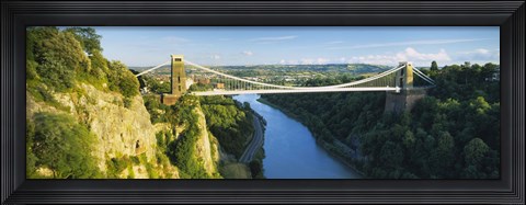 Framed Bridge across a river, Clifton Suspension Bridge, Avon Gorge, Bristol, England Print