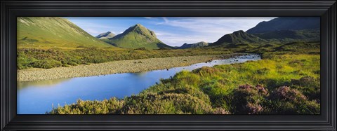 Framed River flowing on a landscape, River Sligachan, Glen Sligachan, Isle of Skye, Scotland Print
