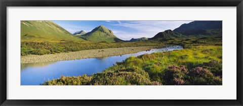 Framed River flowing on a landscape, River Sligachan, Glen Sligachan, Isle of Skye, Scotland Print