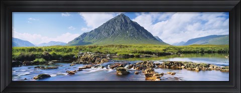 Framed River with a mountain in the background, Buachaille Etive Mor, Loch Etive, Rannoch Moor, Highlands Region, Scotland Print